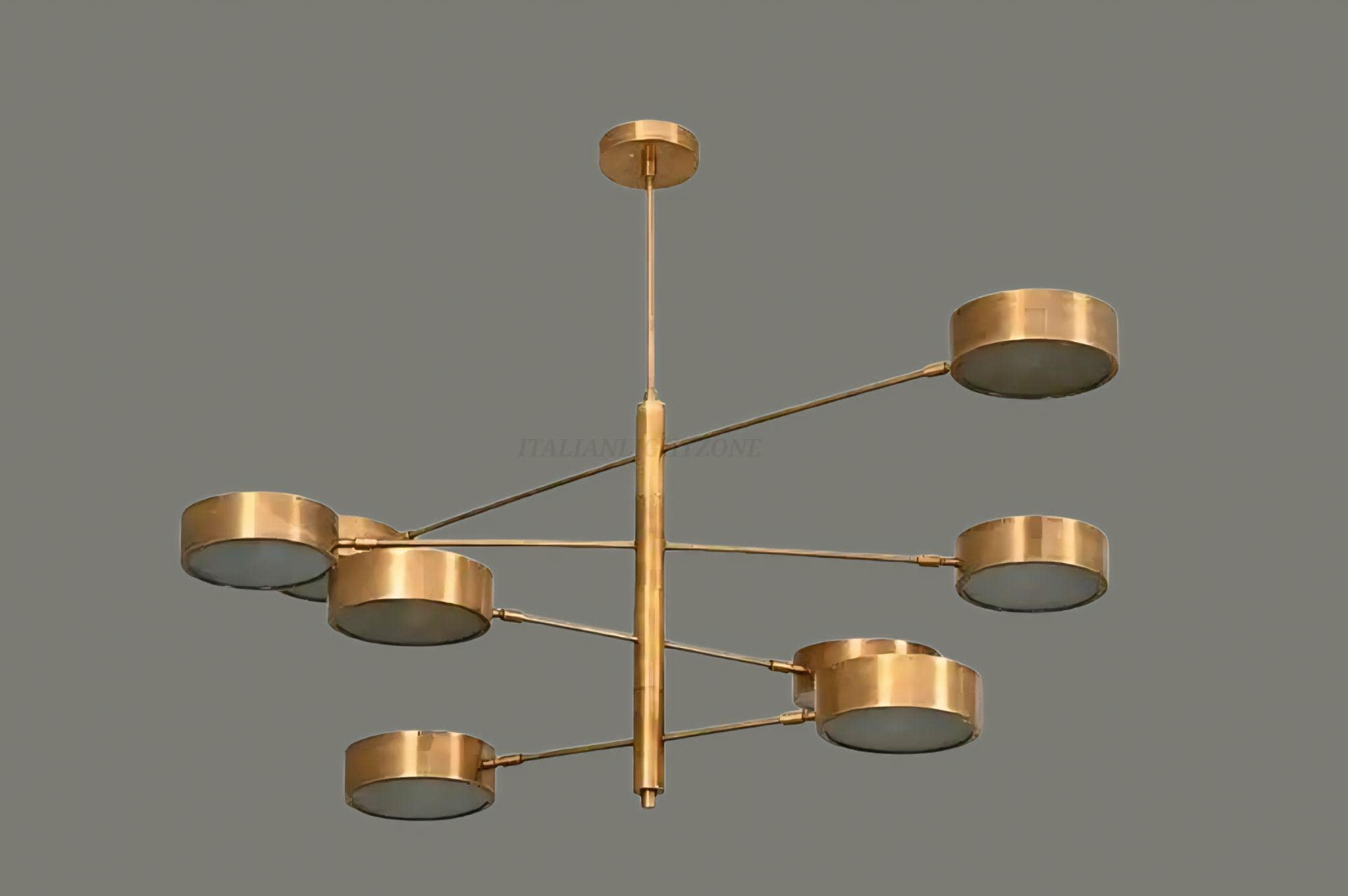 Mid Century Brass Chandelier – 8 Light Modern Gold Ceiling Fixture – Adjustable Sputnik Pendant for Dining or Living Room