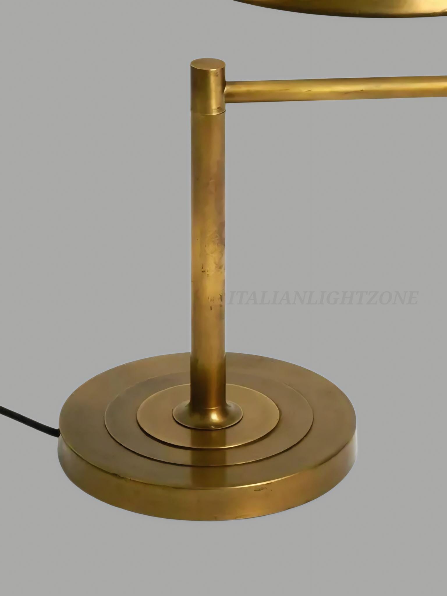 1950s Beautiful large heavyMid Century Modern Brass Desk Lamp with swivel joint Vintage Modern Table Light Dome Shade Adjustable Office Lamp