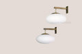 Pair of Mid-Century Opaline Glass Wall Sconces – Italian Stilnovo Style – Brass Vintage Industrial Light – Retro Modern Wall Fixture