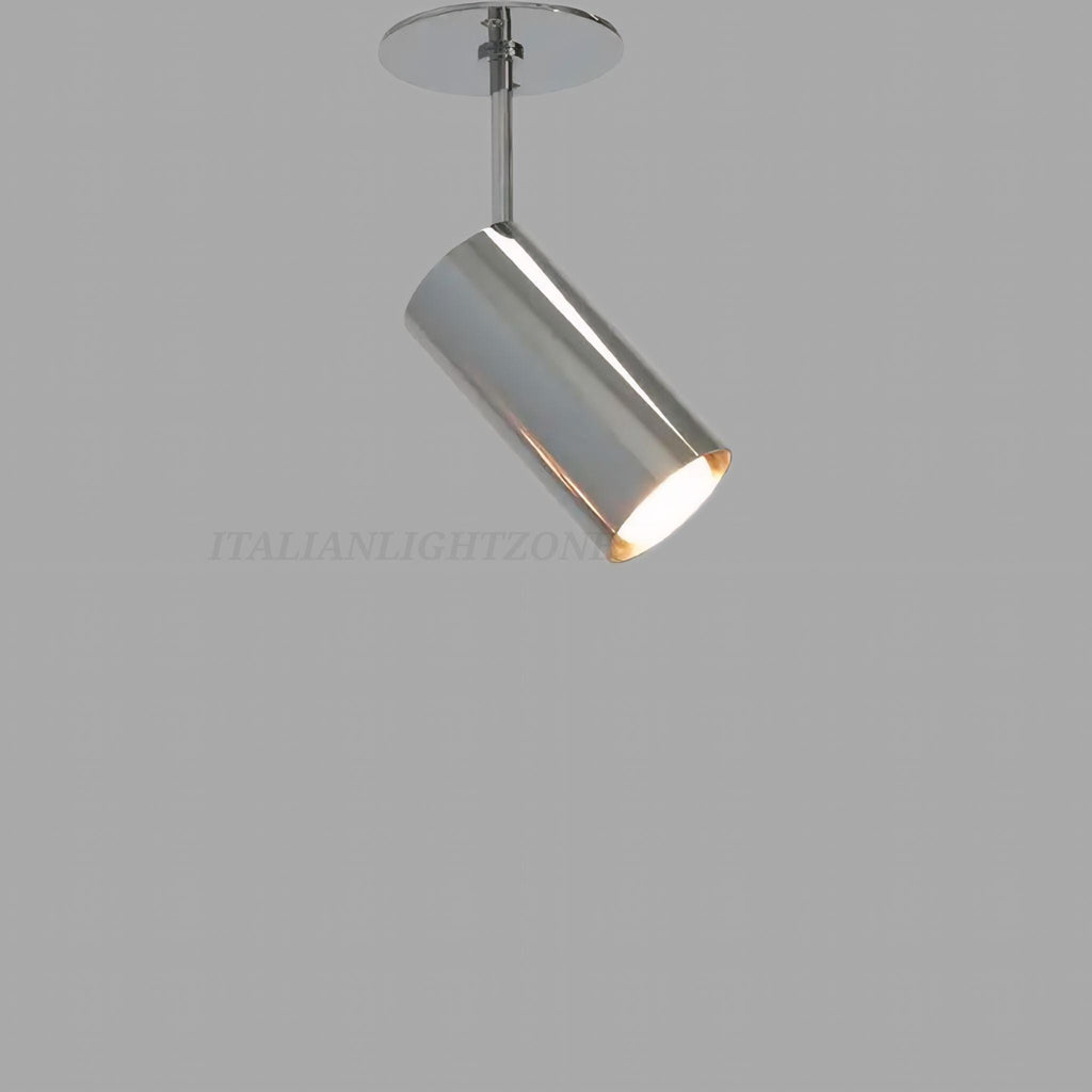 Antique Brass Ceiling Spotlight | Mid Century Modern Cylinder Flush Mount Light | Vintage Italian Style Ceiling Lighting Fixture