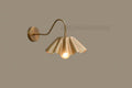 Italian Handcrafted Brass Wall Sconce – Mid Century Modern Ruffle Shade Lamp, Vintage Luxury Lighting Fixture for Bedroom & Living Room