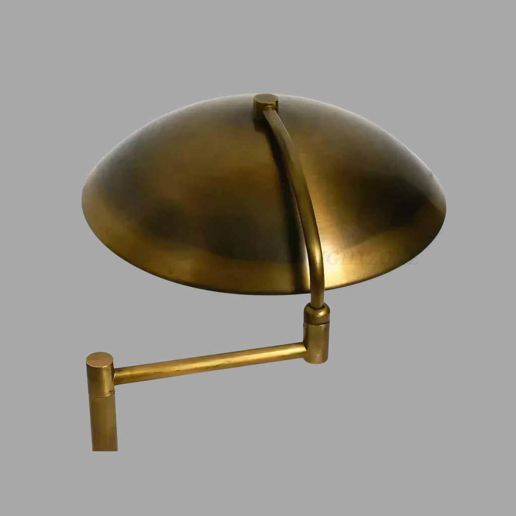 1950s Beautiful large heavyMid Century Modern Brass Desk Lamp with swivel joint Vintage Modern Table Light Dome Shade Adjustable Office Lamp