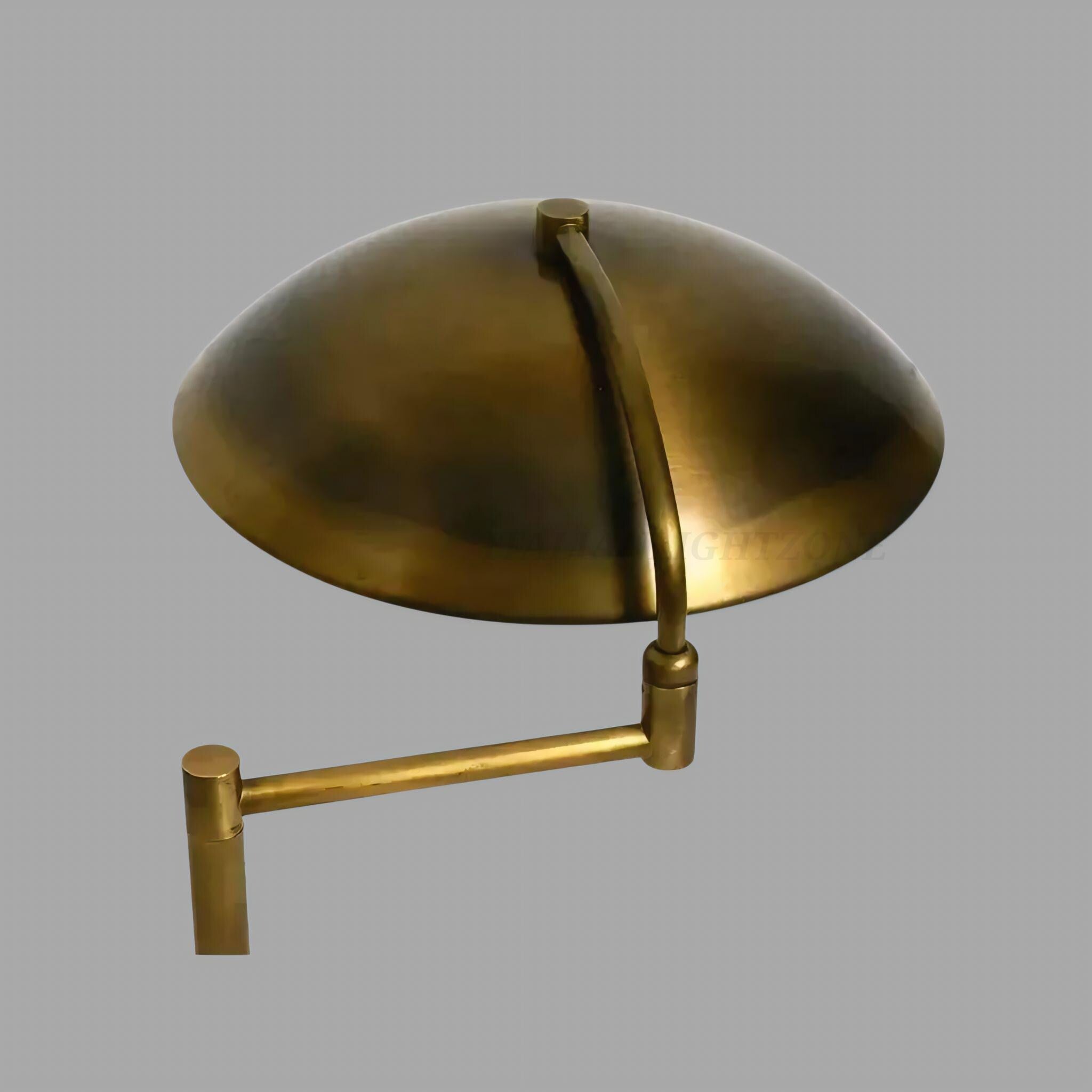 1950s Beautiful large heavyMid Century Modern Brass Desk Lamp with swivel joint Vintage Modern Table Light Dome Shade Adjustable Office Lamp
