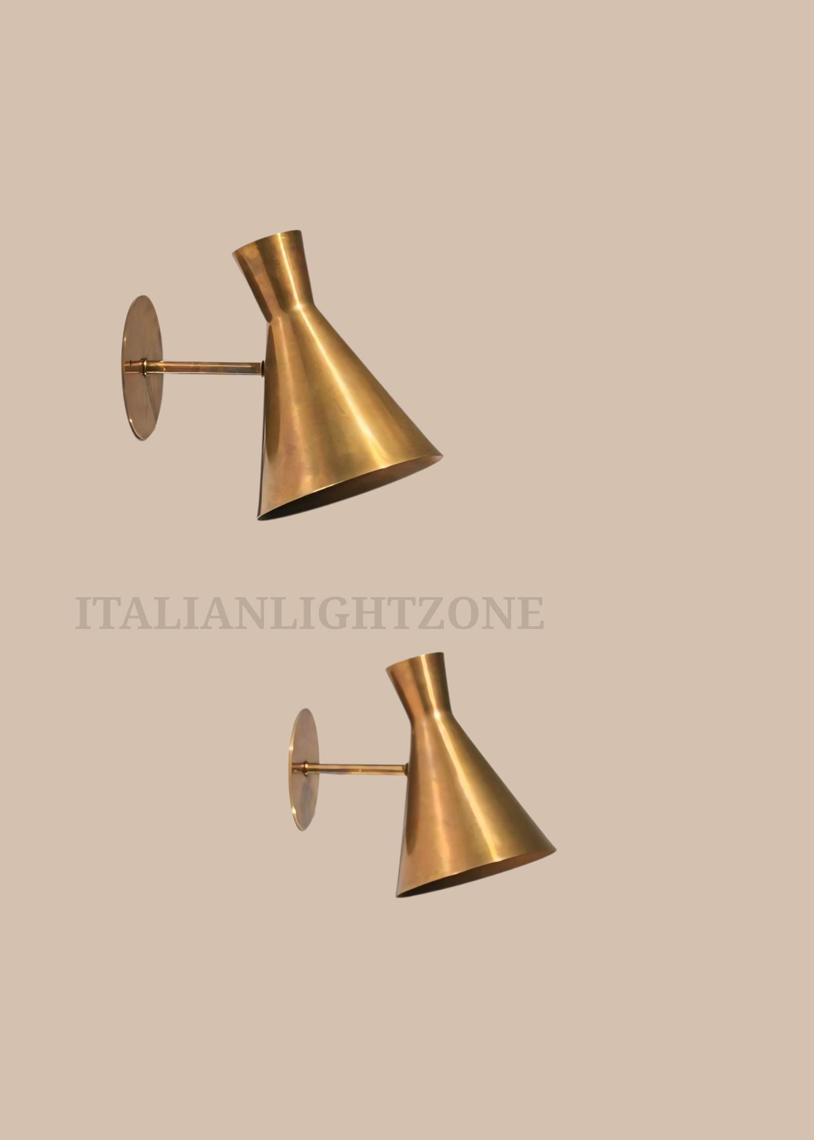 Pair of Mid Century Modern Diabolo Wall Sconces |Handcrafted Italian Brass Light Fixtures |Vintage Wall Lamps |Christmas & Housewarming Gift