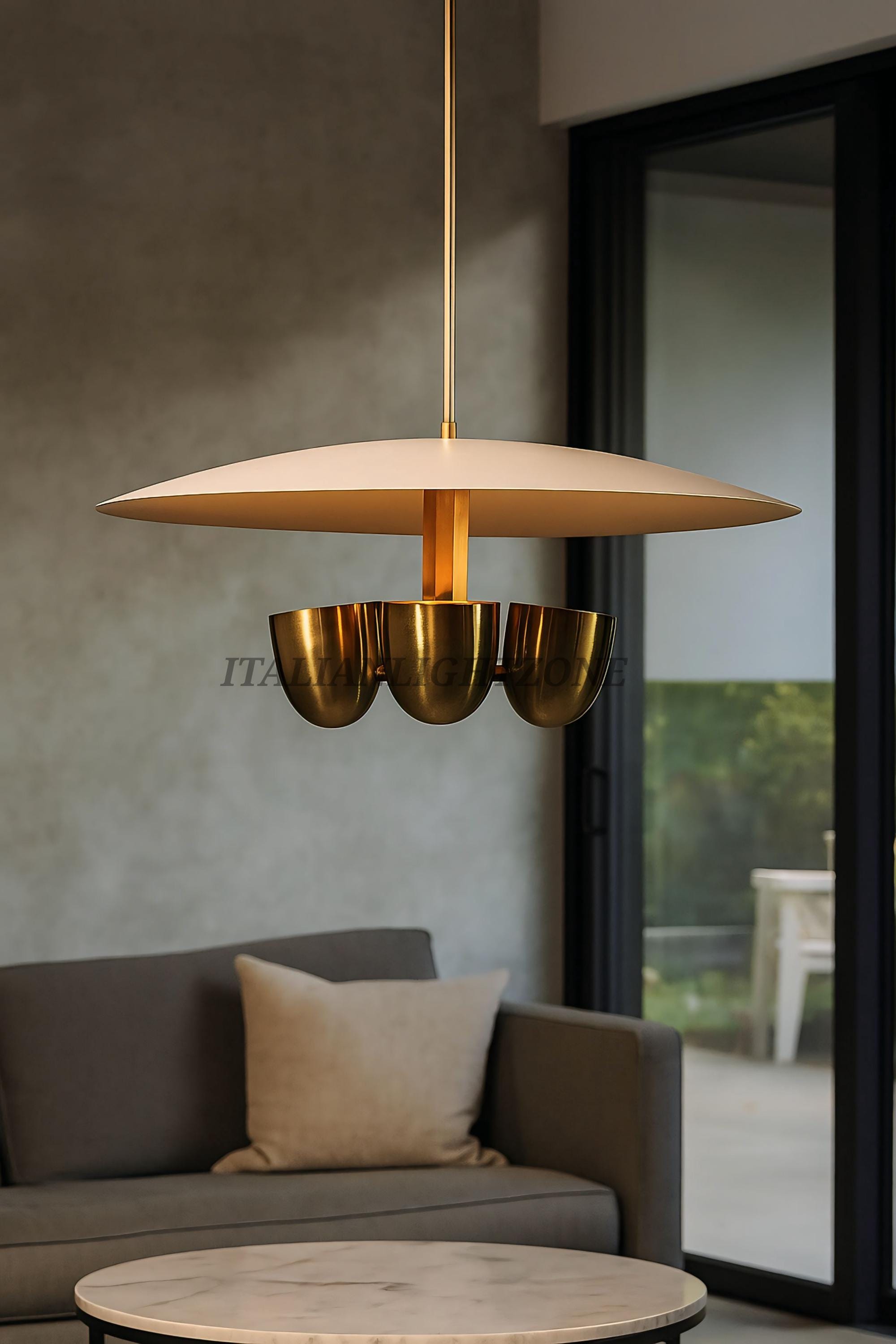 Mid Century Modern Sputnik Chandelier – Handmade Brass 4-Light Vintage Pendant Ceiling Lamp for Dining Room, Living Room, Bedroom Lighting