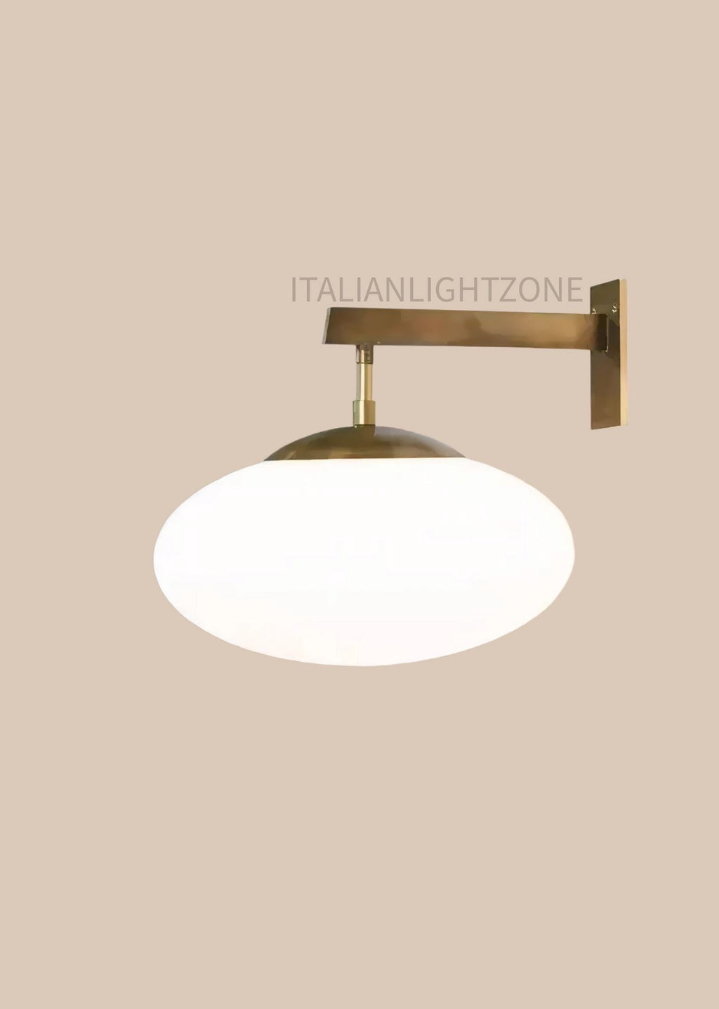 Pair of Mid-Century Opaline Glass Wall Sconces – Italian Stilnovo Style – Brass Vintage Industrial Light – Retro Modern Wall Fixture