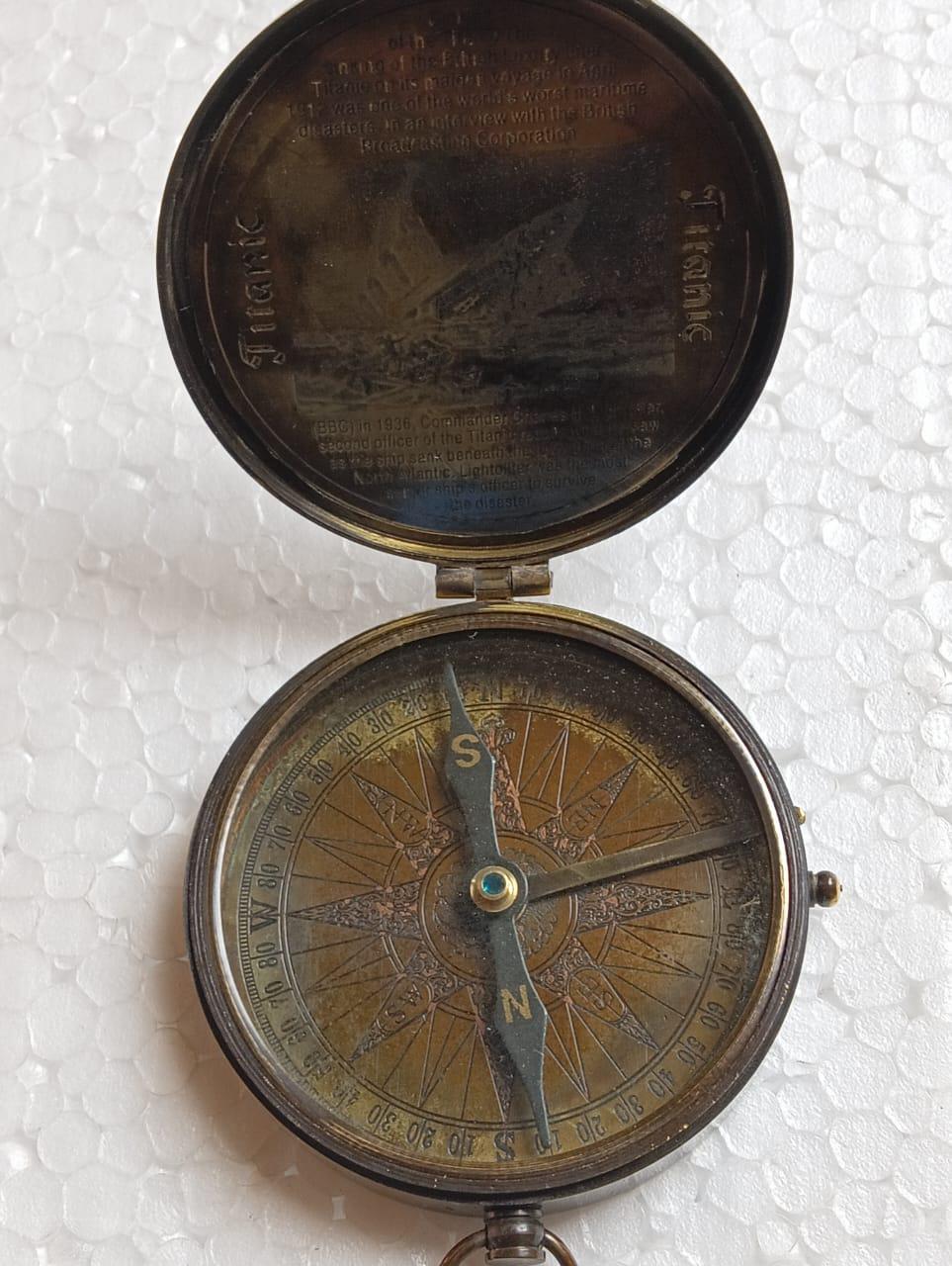 Titanic Pocket Compass | Brass Antique Nautical Compass | Vintage Marine Gift | Reproduction Compass for Travel, Desk