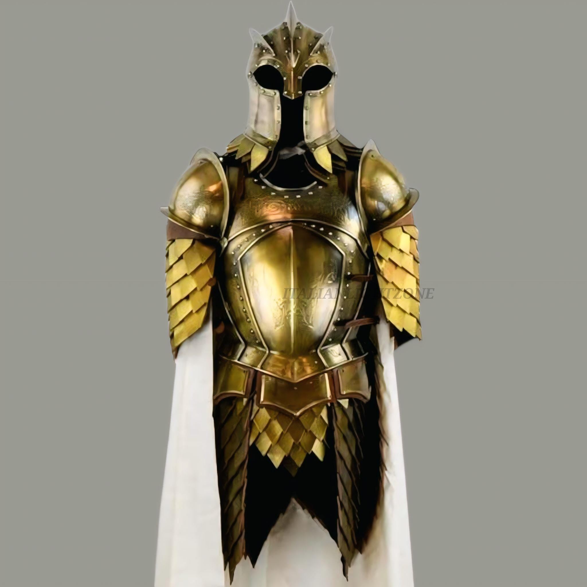Medieval Full Suit of Armor | Wearable Kings guard-Inspired Knight Armor with Helmet & Cloak | Handmade Steel LARP Cosplay Costume
