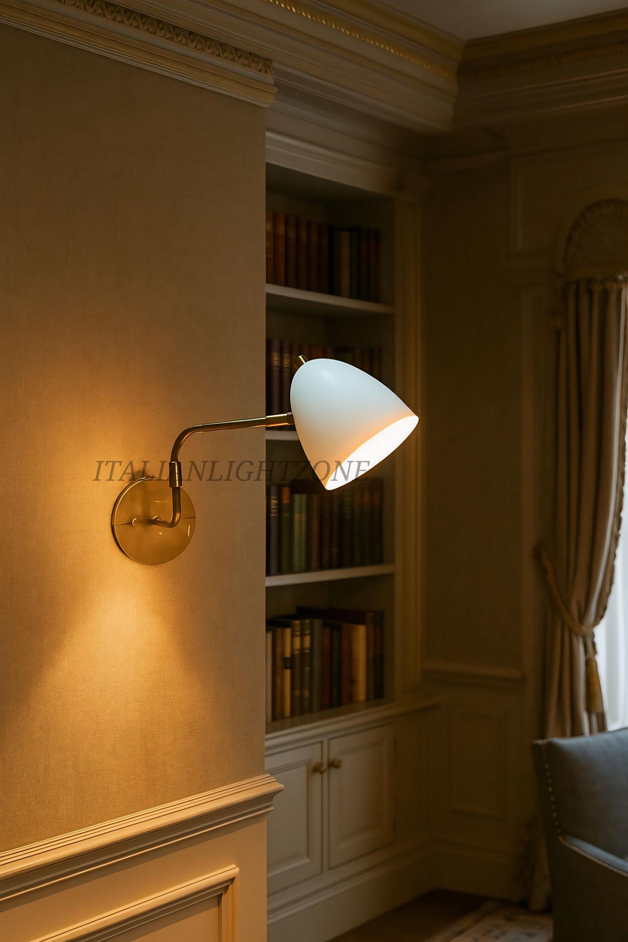 Mid-Century Modern Brass Wall Sconce | Adjustable Swing Arm Light | Handmade Minimalist Wall Lamp for Bedroom, Living Room, Reading Nook