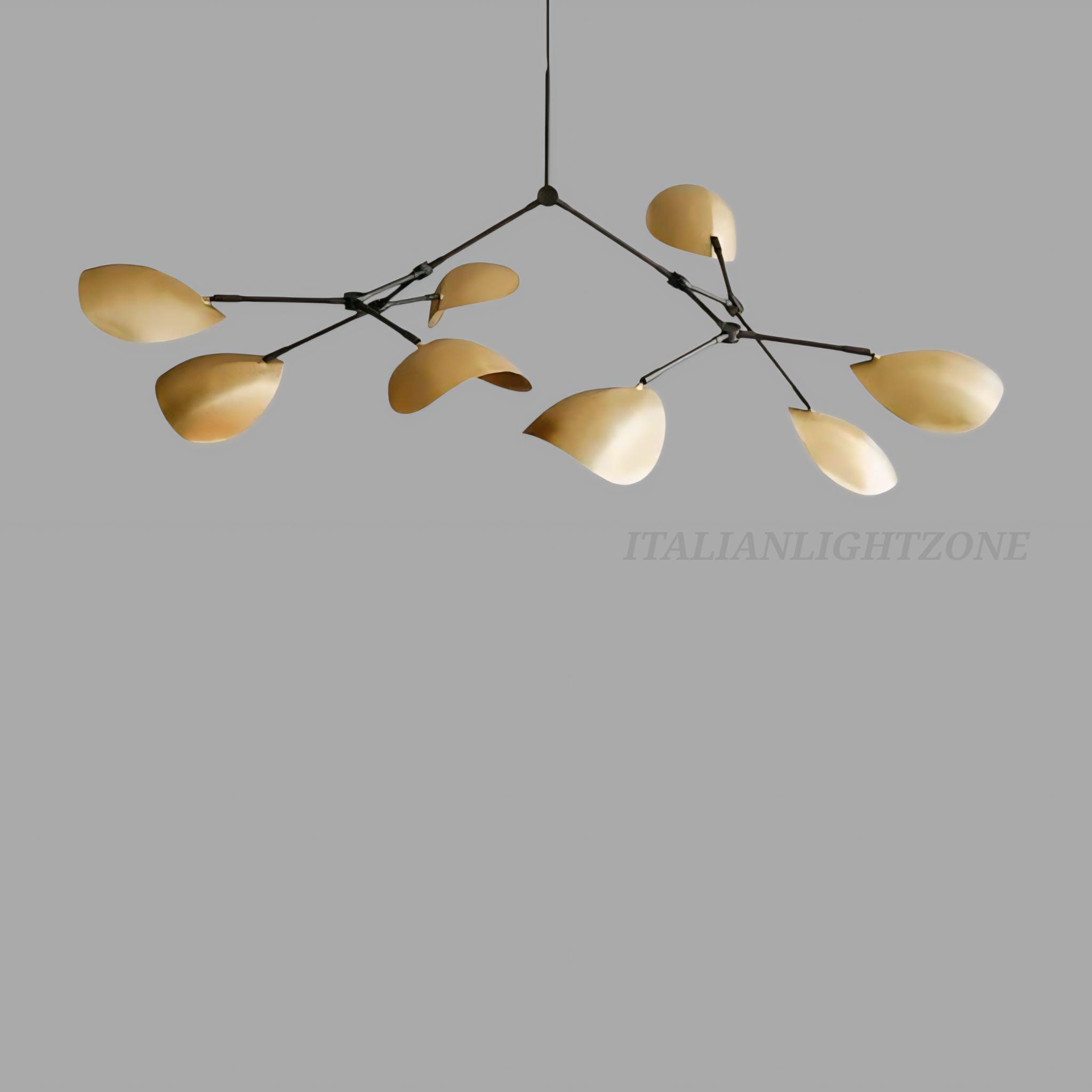 1950s Modern Mobile Chandelier Mid Century Sculptural Ceiling Light, Contemporary Calder Style Pendant Lighting Fixture 8 arms branch light.