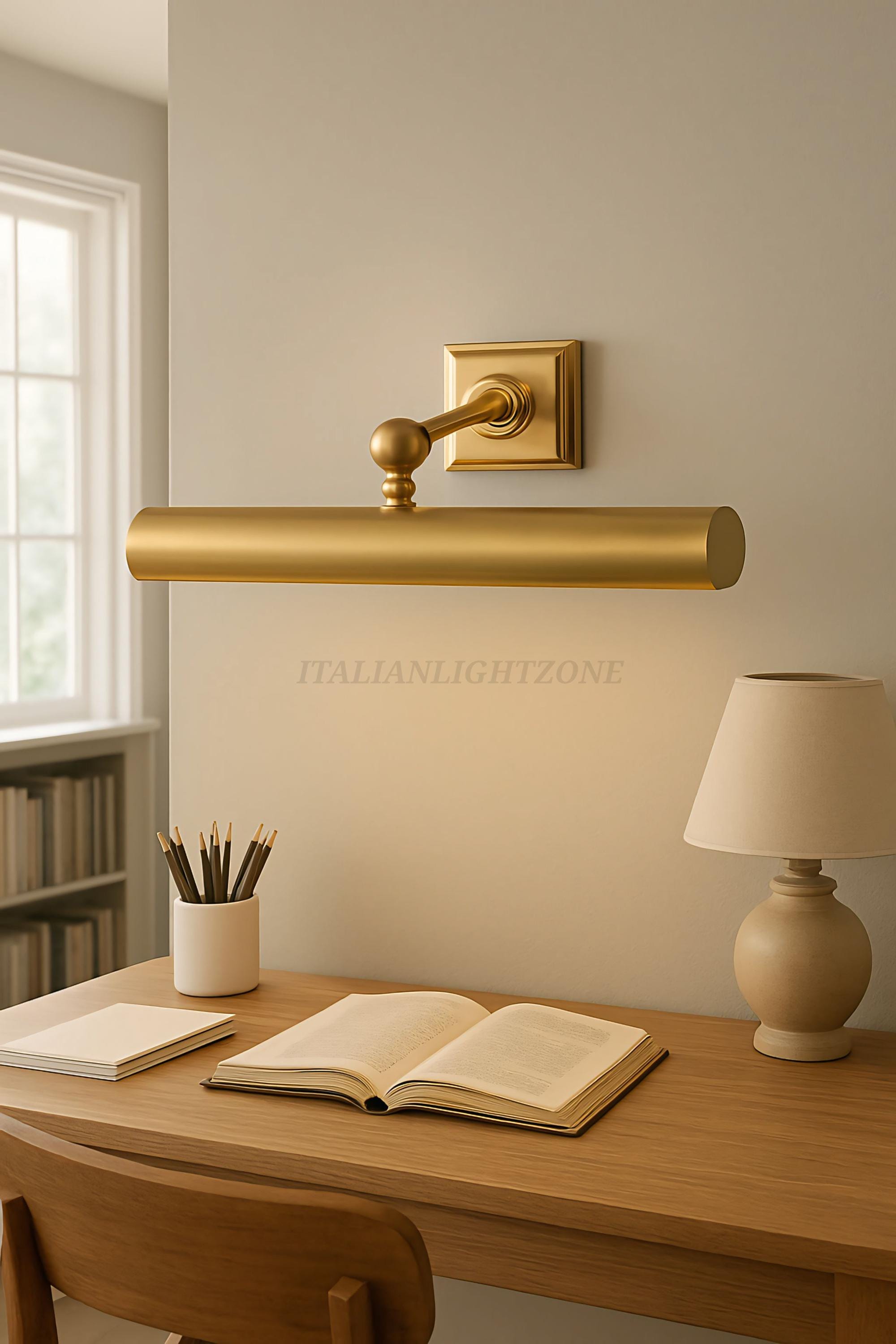 Vintage Brass Picture Light | Adjustable Wall Art Lamp for Paintings | Antique Gallery Lighting | Mid Century Modern Wall Light