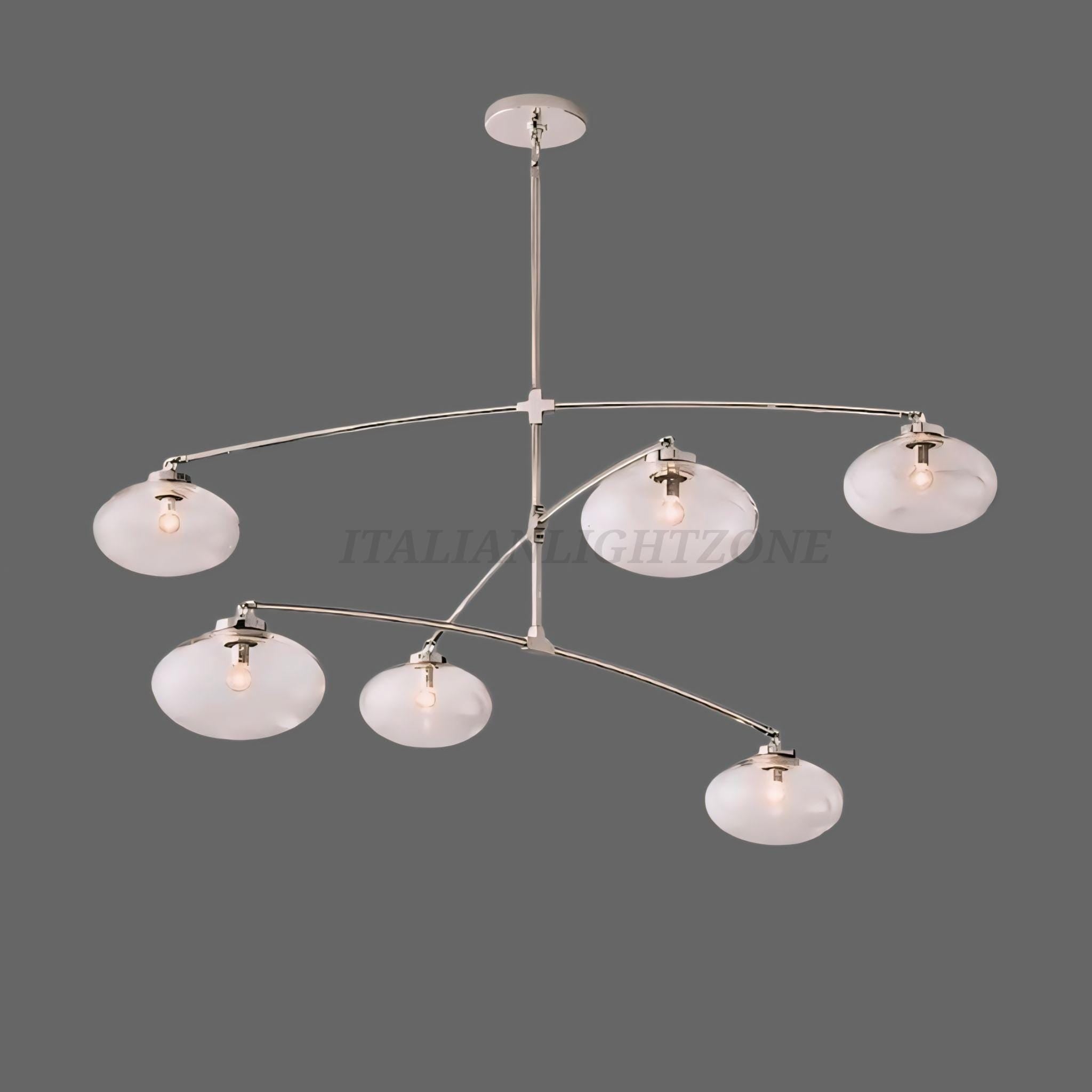 Mid Century Modern Brass Chandelier 6 Light Glass Globe Ceiling Pendant 1950s Style Vintage Home Décor Lighting Fixture Pendant Home Decor