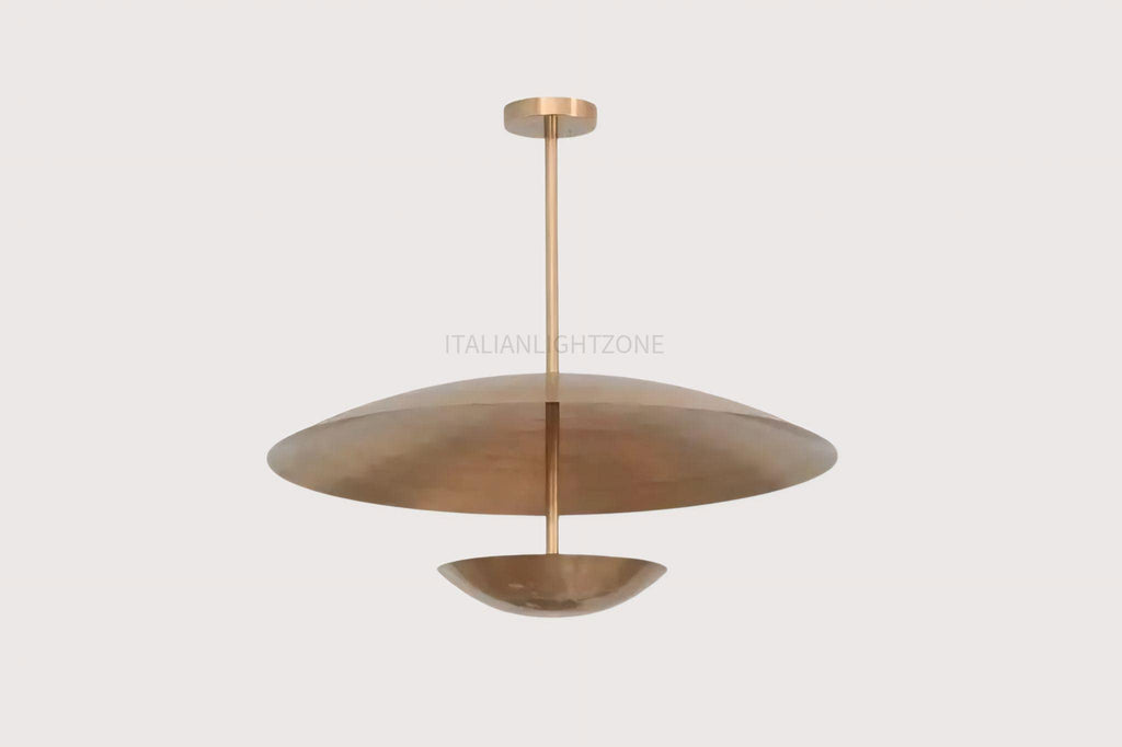 Mid-Century Modern Brass Pendant Light | 3-Light Flush Mount Ceiling Lamp | Handmade Elegant UFO Style Fixture for Kitchen or Dining