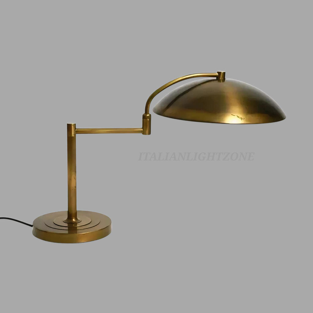 1950s Beautiful large heavyMid Century Modern Brass Desk Lamp with swivel joint Vintage Modern Table Light Dome Shade Adjustable Office Lamp
