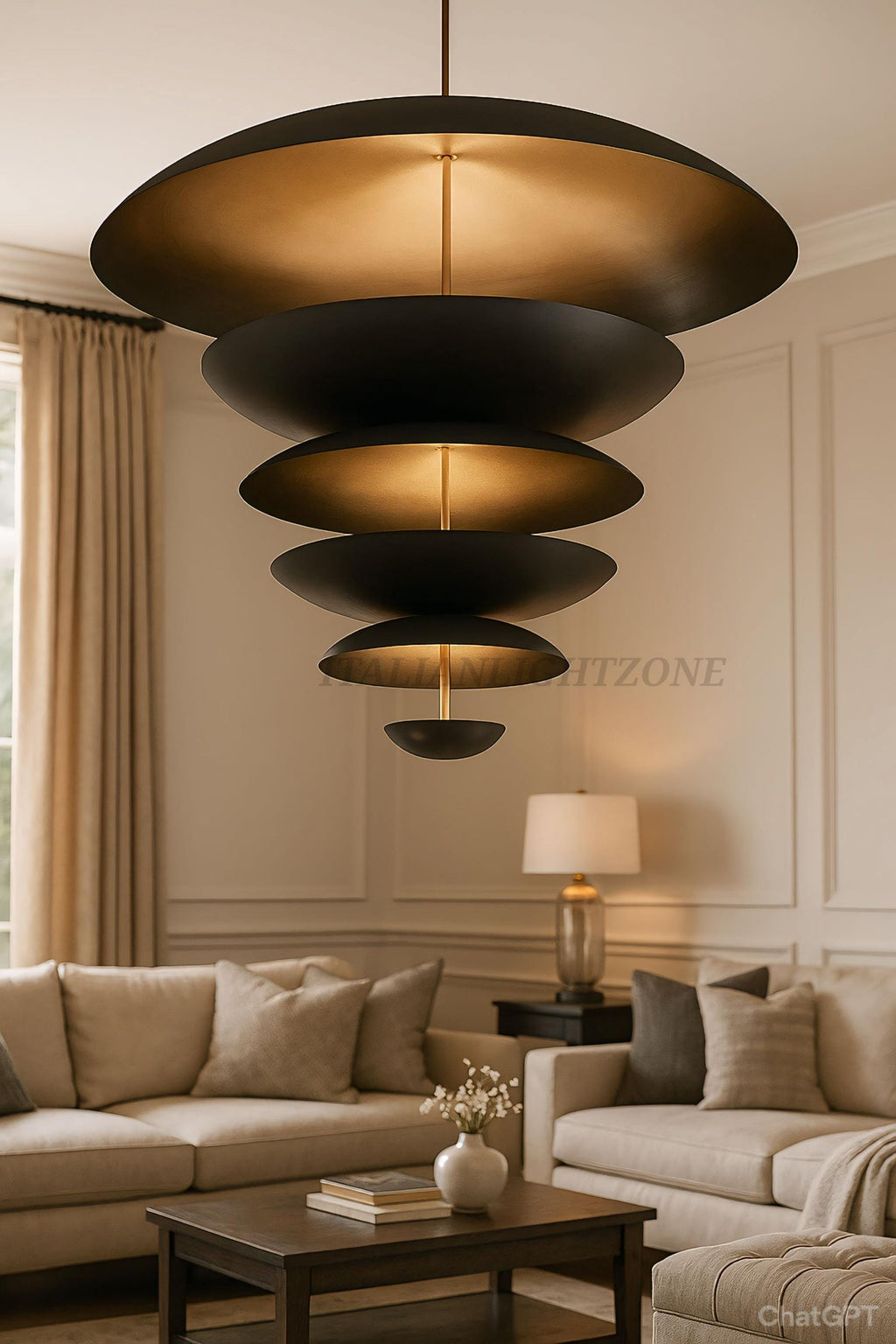 Mid Century Modern Brass Chandelier – 9 Light Flush Mount Sputnik Ceiling Fixture, 1950s Atomic Cosmic Pendant Light for Living room