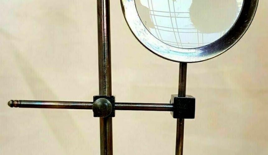Handmade Vintage Brass Magnifying Glass on Adjustable Stand – Nautical Maritime Desk Decor, Antique Style Tabletop Magnifier