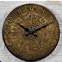 Vintage Zodiac Wall Clock – Handmade Brass & Wood Astrology Clock – Antique Horoscope Wall Decor – Celestial Timepiece – Spiritual Home