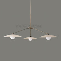 Modern Italian Brass Chandelier – Minimalist Ceiling Light Fixture – 3 Arm Pendant for Dining Room, Kitchen, Entryway, or Living Room