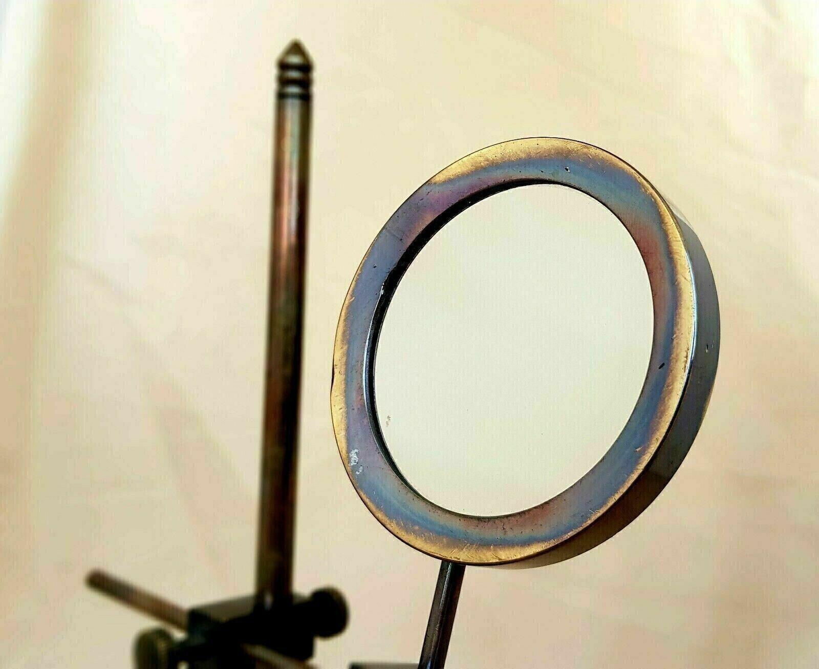 Handmade Vintage Brass Magnifying Glass on Adjustable Stand – Nautical Maritime Desk Decor, Antique Style Tabletop Magnifier