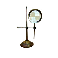 Handmade Vintage Brass Magnifying Glass on Adjustable Stand – Nautical Maritime Desk Decor, Antique Style Tabletop Magnifier