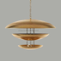 Handmade Modern Mid-Century Gold Chandelier – 5 Light Florko Pendant, Retro Ceiling Flush Mount for Dining Room, Kitchen, Living Room