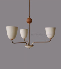 Handmade Lola Chandelier – 3-Light Walnut Mid Century Modern Ceiling Light