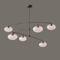 Mid Century Modern Brass Chandelier 6 Light Glass Globe Ceiling Pendant 1950s Style Vintage Home Décor Lighting Fixture Pendant Home Decor