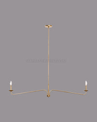 Handmade Brass Candle Chandelier | Modern Linear Gold Pendant Light | Elegant Contemporary Lighting for Dining Room & Living Room