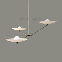 Modern Italian Brass Chandelier – Minimalist Ceiling Light Fixture – 3 Arm Pendant for Dining Room, Kitchen, Entryway, or Living Room