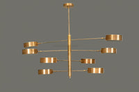 Mid Century Brass Chandelier – 8 Light Modern Gold Ceiling Fixture – Adjustable Sputnik Pendant for Dining or Living Room