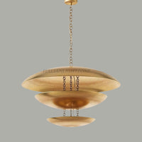 Handmade Modern Mid-Century Gold Chandelier – 5 Light Florko Pendant, Retro Ceiling Flush Mount for Dining Room, Kitchen, Living Room