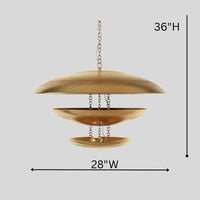 Handmade Modern Mid-Century Gold Chandelier – 5 Light Florko Pendant, Retro Ceiling Flush Mount for Dining Room, Kitchen, Living Room