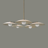 Handmade 5-Light Ceiling Chandelier – Mid Century Dining Room Pendant Fixture, Minimalist Brass Disc Ceiling Light for Kitchen & Living Room