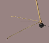 Mid-Century Modern Italian Brass Floor Lamp | Adjustable Vintage Tripod Lamp with Red Shade | Retro Designer Home Lighting & Room