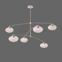 Mid Century Modern Brass Chandelier 6 Light Glass Globe Ceiling Pendant 1950s Style Vintage Home Décor Lighting Fixture Pendant Home Decor