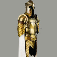 Medieval Full Suit of Armor | Wearable Kings guard-Inspired Knight Armor with Helmet & Cloak | Handmade Steel LARP Cosplay Costume