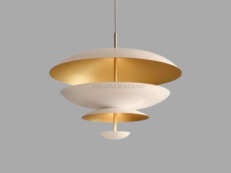 1950s Mid Century Pendant Light – 4-Layer Scandinavian Atomic Chandelier, 24-Inch Designer Ceiling Lamp for Dining Room & Living Room