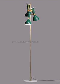 Handmade Vintage Mid Century Floor Lamp – Stilnovo Style Green & Brass Standing Light | Retro Room Decor | Antique Lighting Fixture