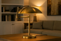 1950s Beautiful large heavyMid Century Modern Brass Desk Lamp with swivel joint Vintage Modern Table Light Dome Shade Adjustable Office Lamp