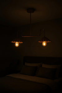 Mid Century Modern Brass Chandelier | Handmade Italian Pendant Light | 2-Light Sputnik Ceiling Fixture | Custom Finish Flush Mount