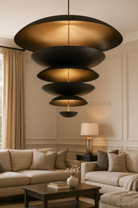 Mid Century Modern Brass Chandelier – 2-Light Sputnik Ceiling Lamp with Ribbed Glass Globes | Semi Flush Mount Lighting for Living Room