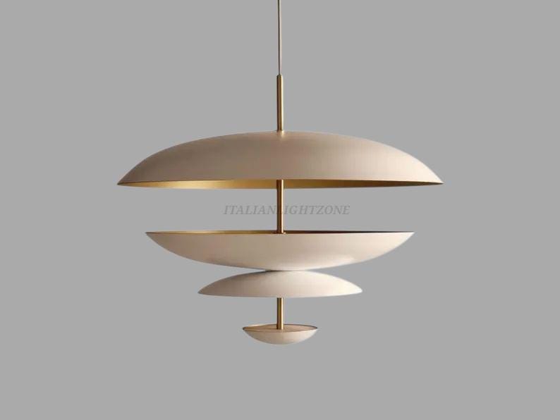 1950s Mid Century Pendant Light – 4-Layer Scandinavian Atomic Chandelier, 24-Inch Designer Ceiling Lamp for Dining Room & Living Room