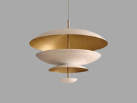 1950s Mid Century Pendant Light – 4-Layer Scandinavian Atomic Chandelier, 24-Inch Designer Ceiling Lamp for Dining Room & Living Room