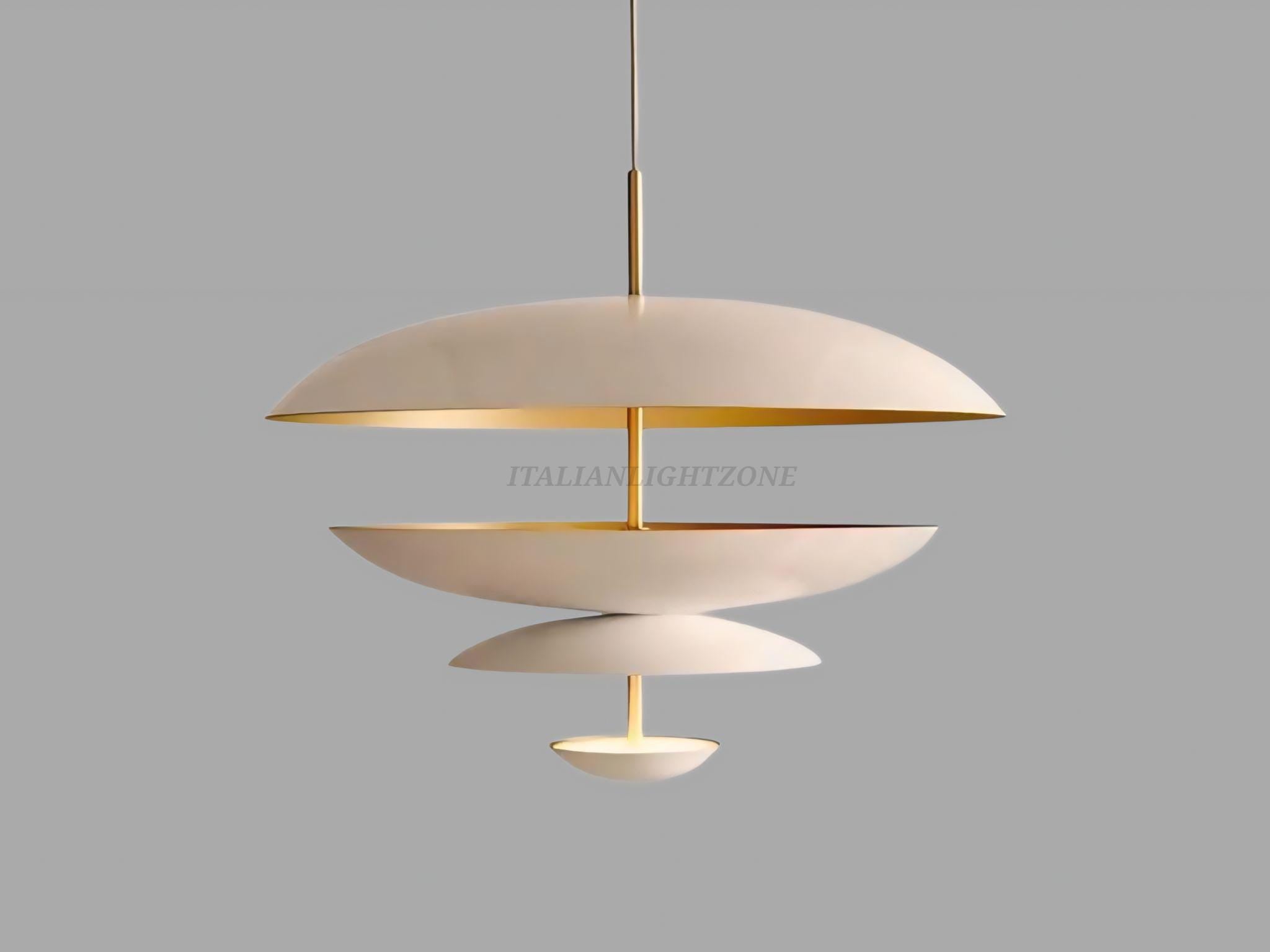1950s Mid Century Pendant Light – 4-Layer Scandinavian Atomic Chandelier, 24-Inch Designer Ceiling Lamp for Dining Room & Living Room
