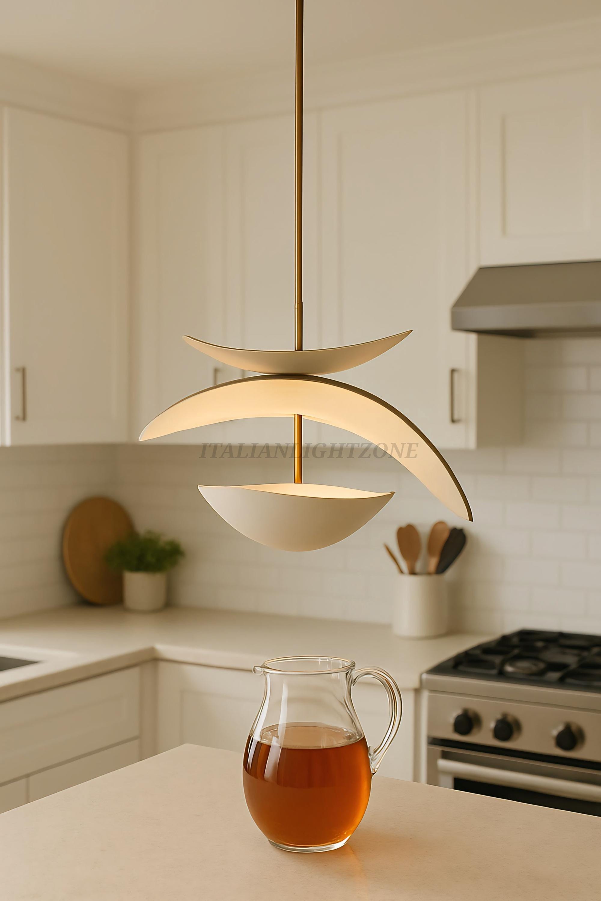 Mid Century Modern Pendant Light – Minimalist Sculptural Chandelier for Dining Room, Living Room, Bedroom, Contemporary Ceiling Fixture