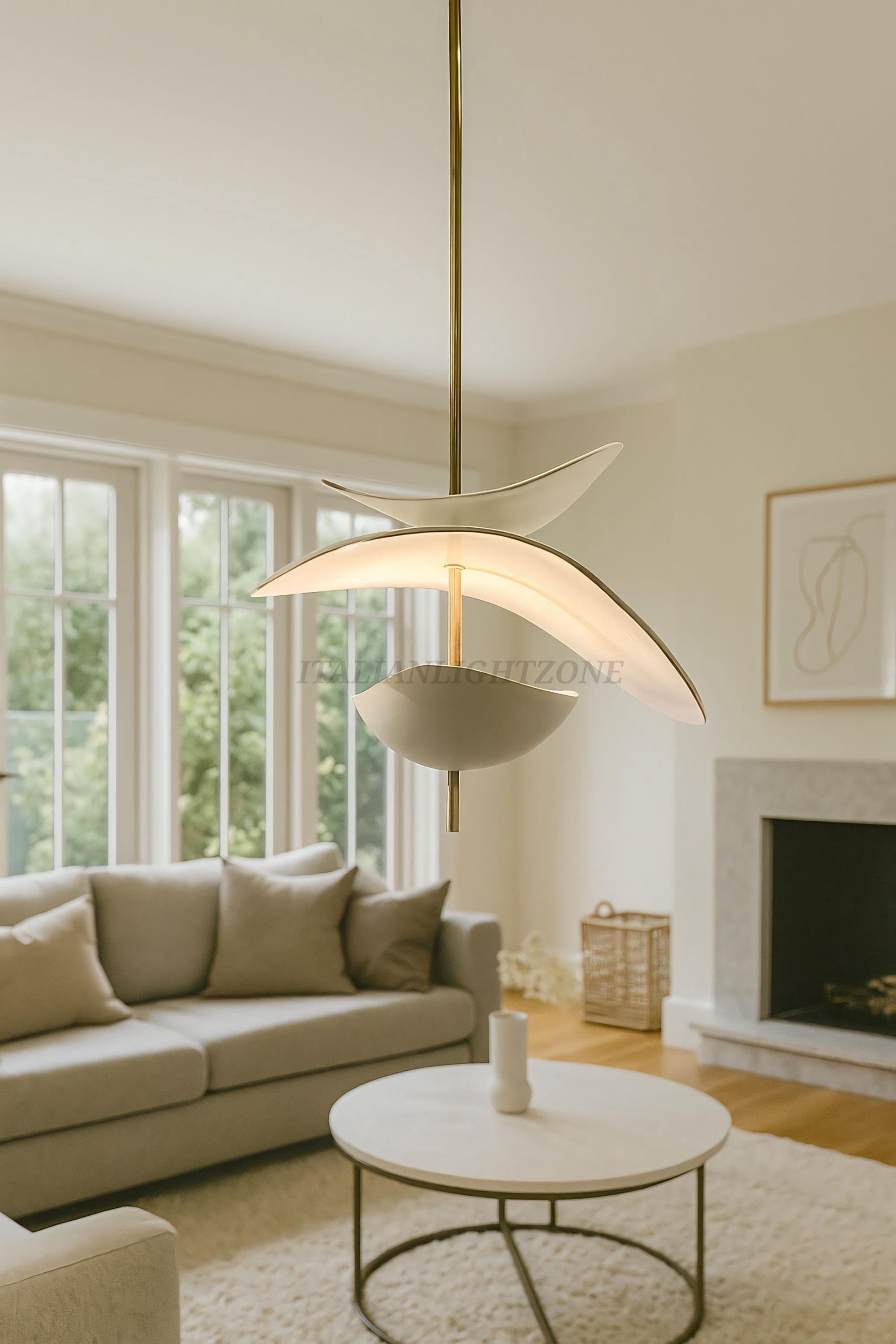 Mid Century Modern Pendant Light – Minimalist Sculptural Chandelier for Dining Room, Living Room, Bedroom, Contemporary Ceiling Fixture