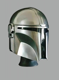 Mandalorian Helmet – Star Wars Cosplay Helmet Replica | 18 Gauge Steel Beskar Armor | Full-Size Collectible with Liner & Chin Strap