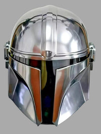 Mandalorian Helmet – Star Wars Cosplay Helmet Replica | 18 Gauge Steel Beskar Armor | Full-Size Collectible with Liner & Chin Strap