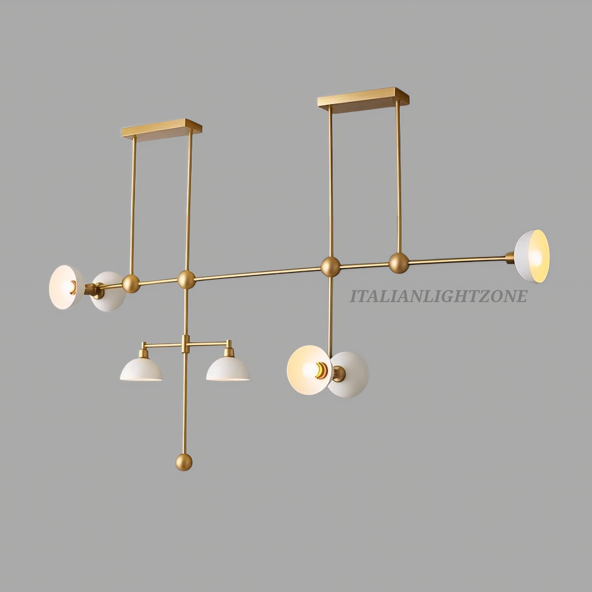 Modern Brass Sputnik Chandelier - 7-Light Dome Shade Ceiling Light for Living Room & Dining, Mid Century Pendant Lighting