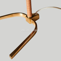 Mid Century Modern Brass Table Lamp with Leather | Italian Vintage Desk Light | Retro Bedside Lighting Decor